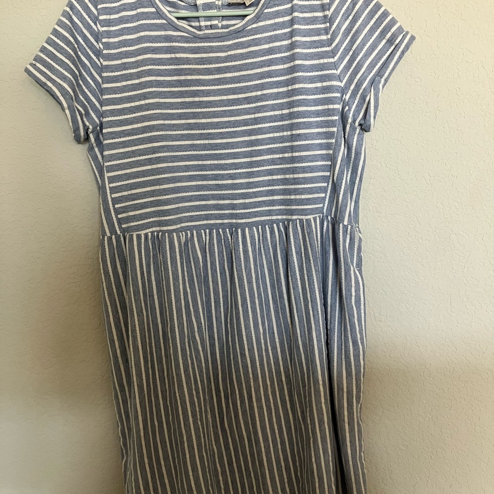 Size large blue and white striped Loft dress
